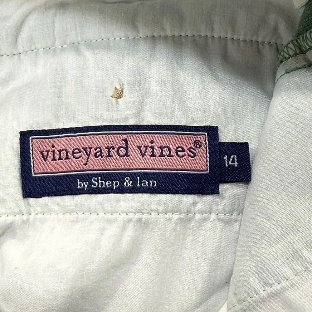 Vineyard Vines Boys‎ 14 Green Corduroy Pants Embroidered Whale Preppy Classic